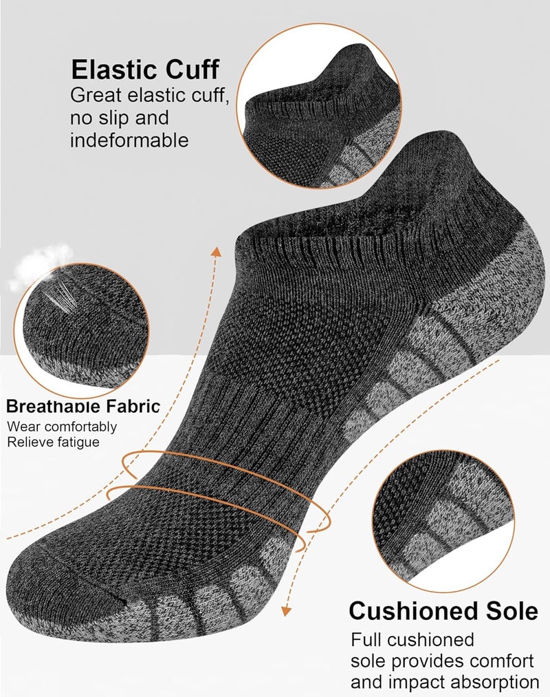 Darller Mens Ankle Athletic Running Socks Low Cut Sports Cushioned Socks for Men 6 Pairs - Image 2